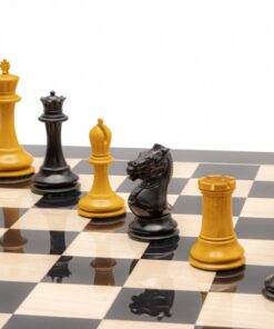 Jeu d'échecs Harrwitz Staunton - Échiquier en bois d'Anegre noir et Erable & Pièces en Bois de Buis
