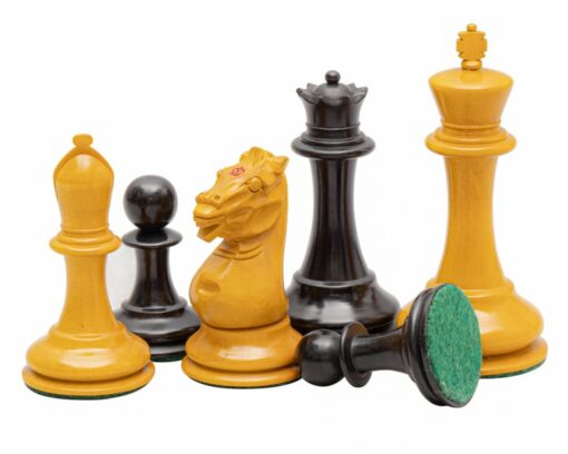 Jeu d'échecs Harrwitz Staunton de Luxe - Échiquier en bois d'Anegre noir et Erable & Pièces en Bois de Buis et Ébène