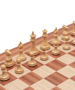 Jeu d'échecs Souverain Staunton - Échiquier en bois d'Acajou et Bouleau & Pièces en Bois de Buis ébonisé