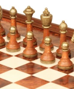 Jeu d'Échecs Classique - Échiquier en bois de Bruyère et Bois d'Orme avec tiroir & Pièces en métal et bois
