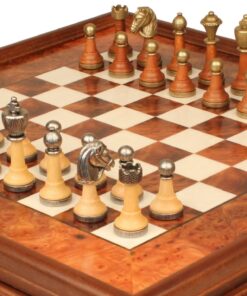 Jeu d'Échecs Classique - Échiquier en bois de Bruyère et Bois d'Orme avec tiroir & Pièces en métal et bois