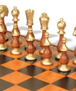 Jeu d'Échecs Grand Oriental - Échiquier - Backgammon et Jeu de dames en similicuir & Pièces en bois et métal