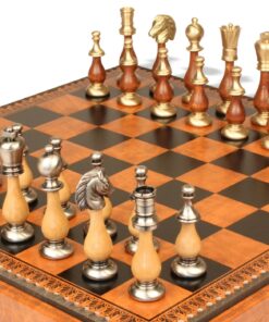 Jeu d'Échecs Grand Oriental - Échiquier - Backgammon et Jeu de dames en similicuir & Pièces en bois et métal