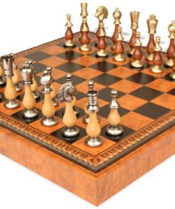 Jeu d'Échecs Grand Oriental - Échiquier - Backgammon et Jeu de dames en similicuir & Pièces en bois et métal