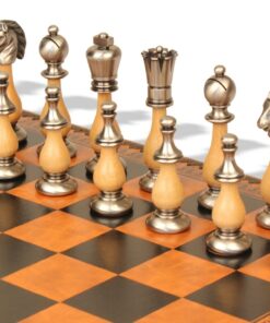 Jeu d'Échecs Grand Oriental - Échiquier - Backgammon et Jeu de dames en similicuir & Pièces en bois et métal