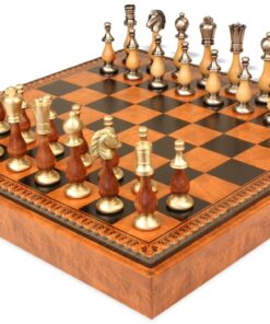Jeu d'Échecs Grand Oriental - Échiquier - Backgammon et Jeu de dames en similicuir & Pièces en bois et métal