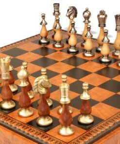 Jeu d'Échecs Grand Oriental - Échiquier - Backgammon et Jeu de dames en similicuir & Pièces en bois et métal