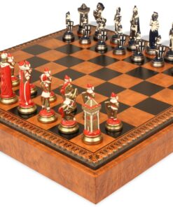 Jeu d'Échecs Mary Stuart - Échiquier - Backgammon et Jeu de dames en similicuir & Pièces en métal