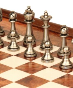 Jeu d'Échecs Staunton - Échiquier en bois de Bruyère et Bois d'Orme avec tiroir & Pièces en laiton massif